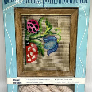 Bucilla‎ Ladybugs Needlepoint Picture Kit 4363 Framed New In Box Wool Yarn RARE